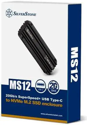 External M.2 NVMe SSD enclosure with SuperSpeed USB 3.2 Gen 2x2 Type-C 20 Gbps interface, support 2242 and 2280 NVMe M.2 SSD, Aluminum enhance heat dissipation design, Black