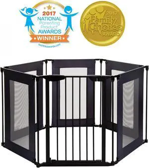 Tee Zed L2031BB Brooklyn Converta 6 Panel Play-Pen & Wide Barrier Gate in Black