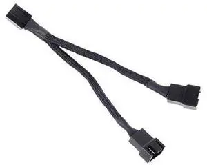 SilverStone Technology All Black Sleeved 1-to-2 Sleeved PWM Fan Splitter Cable (CPF01) SilverStone Technology All Black Sleeved 1-to-2 Sleeved PWM Fan Splitter Cable (CPF01)