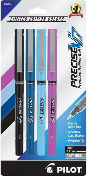 PILOT Precise V7 Rolling Ball Stick Pen with Liquid Ink, 0.7mm Fine Point, Harmony Color Collection, 4 Pack PILOT Precise V7 Rolling Ball Stick Pen with Liquid Ink, 0.7mm Fine Point, Harmony Color Collection, 4 Pack