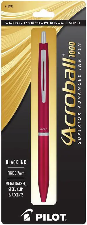 PILOT Acroball 1000 Ultra-Premium Refillable & Retractable Ball Point Pen, Red Barrel, Fine Point, Black Ink, Single Pen (13986) PILOT Acroball 1000 Ultra-Premium Refillable & Retractable Ball Point Pen, Red Barrel, Fine Point, Black Ink, Single Pen (13986)