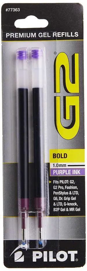 Pilot, G2 Gel Ink Refills, Bold Point 1 MM, Purple, Pack of 2 Pilot, G2 Gel Ink Refills, Bold Point 1 MM, Purple, Pack of 2