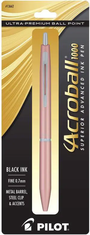 PILOT Acroball 1000 Ultra-Premium Refillable & Retractable Ball Point Pen, Gold Barrel, Fine Point, Black Ink, Single Pen (13662). PILOT Acroball 1000 Ultra-Premium Refillable & Retractable Ball Point Pen, Gold Barrel, Fine Point, Black Ink, Single Pen (13662).