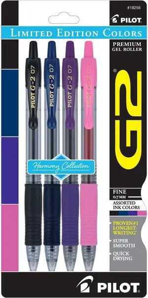Pilot G2 Premium Refillable and Retractable Gel Ink Pens Fine Point (0.7mm), Retractable Pens, Harmony Collection, Assorted Colors, 4-Pack Pilot G2 Premium Refillable and Retractable Gel Ink Pens Fine Point (0.7mm), Retractable Pens, Harmony Collection, Assorted Colors, 4-Pack