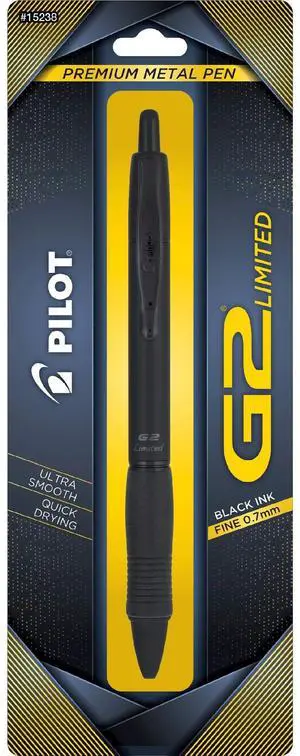 Pilot G2 Limited Refillable & Retractable Rolling Ball Gel Pen, Fine Point, Matte Black Barrel, 0.7 mm, Black Ink, Single Pen Pilot G2 Limited Refillable & Retractable Rolling Ball Gel Pen, Fine Point, Matte Black Barrel, 0.7 mm, Black Ink, Single Pen