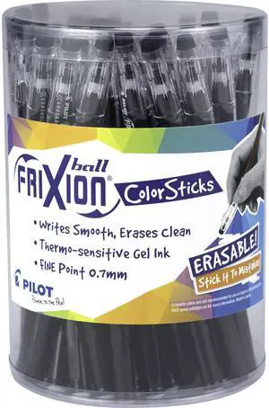 Pilot FriXion ColorSticks Erasable Gel Ink Pens, Fine Point 0.7 mm, Black, 36-Pack, Erasable Pens - Ideal for School, Journaling, & Office Writing Pilot FriXion ColorSticks Erasable Gel Ink Pens, Fine Point 0.7 mm, Black, 36-Pack, Erasable Pens - Ideal for School, Journaling, & Office Writing