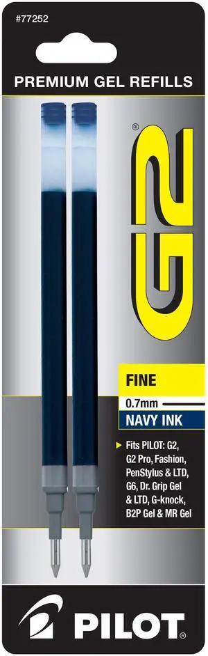Pilot, G2 Gel Ink Refills, Fine Point 0.7 mm, Navy, Pack of 2 Pilot, G2 Gel Ink Refills, Fine Point 0.7 mm, Navy, Pack of 2