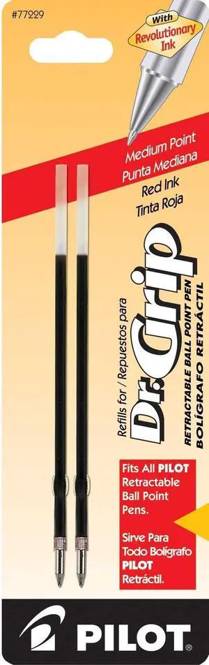 PILOT Dr. Grip Ballpoint Ink Refills for Retractable Pens, Medium Point, Red Ink, 2-Pack (77229) PILOT Dr. Grip Ballpoint Ink Refills for Retractable Pens, Medium Point, Red Ink, 2-Pack (77229)