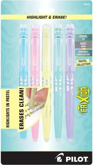 Pilot FriXion Light Pastel Collection Erasable Highlighters, Chisel Tip, Highlighter Pens, Assorted Color Inks, 5-Pack Pilot FriXion Light Pastel Collection Erasable Highlighters, Chisel Tip, Highlighter Pens, Assorted Color Inks, 5-Pack