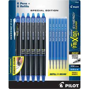 Pilot FriXion Synergy Clicker Erasable, Refillable, Retractable Gel Ink Pens, Extra Fine Point 0.5 mm, Pack of 12, Blue, FriXion Erasable Pens 0.5 - Ideal for School & Office Writing Pilot FriXion Synergy Clicker Erasable, Refillable, Retractable Gel Ink Pens, Extra Fine Point 0.5 mm, Pack of 12, Blue, FriXion Erasable Pens 0.5 - Ideal for School & Office Writing