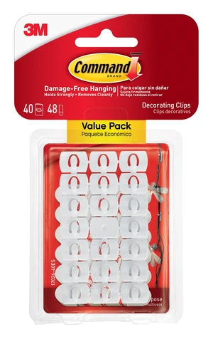 Command Decorating Clips Value Pack, 40 Clips, 48 Strips | Decorative Clips For String Lights, Holiday Lights, And Decorations, No Tools Needed, Good For Dorms, Apartment, Home Command Decorating Clips Value Pack, 40 Clips, 48 Strips | Decorative Clips For String Lights, Holiday Lights, And Decorations, No Tools Needed, Good For Dorms, Apartment, Home
