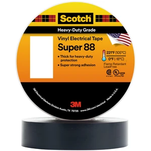 3M Scotch Electrical Tape Super 88, 1 in x 36 yd (108 ft), 1 Long Roll | Black, Vinyl, Premium Grade, Rubber Resin Adhesive, PVC Backing, All-Season Heavy Duty Electric Tape 3M Scotch Electrical Tape Super 88, 1 in x 36 yd (108 ft), 1 Long Roll | Black, Vinyl, Premium Grade, Rubber Resin Adhesive, PVC Backing, All-Season Heavy Duty Electric Tape