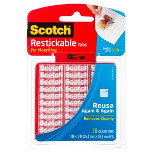 Scotch Restickable Tabs, Clear,1-in x 1-in,18-Tabs (R100) Scotch Restickable Tabs, Clear,1-in x 1-in,18-Tabs (R100)
