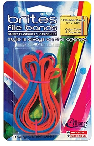Alliance Rubber 07750 Non-Latex Brites File Bands, Colored Elastic Bands, 12 Pack (7" x 1/8", Assorted Colors) Alliance Rubber 07750 Non-Latex Brites File Bands, Colored Elastic Bands, 12 Pack (7" x 1/8", Assorted Colors)