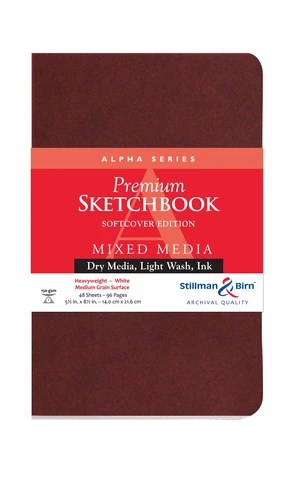 Stillman & Birn Alpha Series Softcover Sketchbook, 5.5" x 8.5", 150 gsm (Heavyweight), White Paper, Medium Grain Surface Stillman & Birn Alpha Series Softcover Sketchbook, 5.5" x 8.5", 150 gsm (Heavyweight), White Paper, Medium Grain Surface