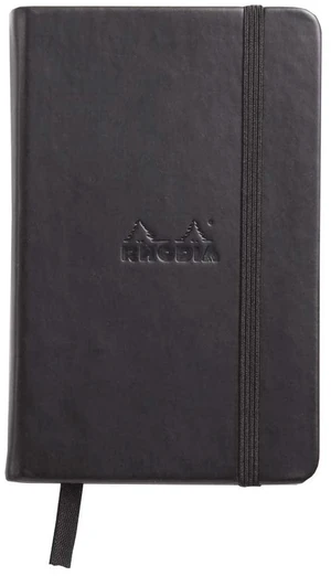 Rhodia Webnotebook Webbies - Dot Grid 96 sheets - A6, 3 1/2" x 5 1/2" - Black Italian Synthetic Leather Cover Rhodia Webnotebook Webbies - Dot Grid 96 sheets - A6, 3 1/2" x 5 1/2" - Black Italian Synthetic Leather Cover