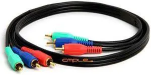 Cmple - Component Video Cable 3-RCA Gold HDTV RGB YPbPr - 3 FT