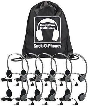 HamiltonBuhl Sack-O-Phones, 10 HA2 Personal Headsets, Foam Ear Cushions in a Carry Bag