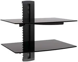 MegaMounts Tempered Glass Double Shelf Wall Mount