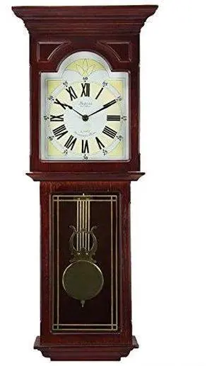 Bedford Clock Collection Redwood 23" Wall Clock with Pendulum and Chime