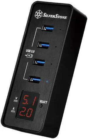 A smart four port USB 3.0 hub with fast charging and power meter