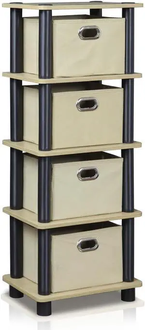 Furinno 99150KO/BK/LB LACi 4-Bins System Rack, Oak