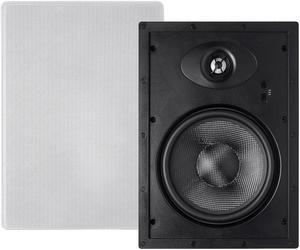 Monoprice Alpha 2-Way Carbon Fiber In-Wall Speakers - 8 Inch (Pair) With Paintable Magnetic Grille