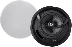 Monoprice Alpha 2-Way Carbon Fiber Ceiling Speakers - 8 Inch (Pair) With Paintable Magnetic Grille