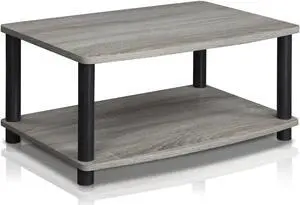 Furinno 13191GYW/BK Turn-N-Tube No Tools 2-Tier Elevated TV Stands, Oak Grey/Black
