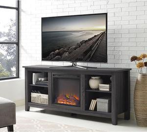 Walker Edison Furniture W58FP18CL 58 in. Charcoal Wood Fireplace TV Stand