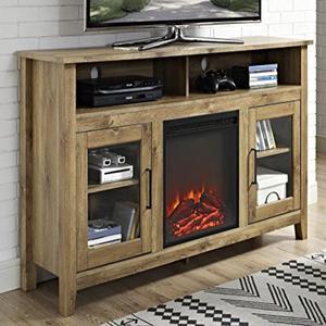 58" Wood Highboy Fireplace Media TV Stand Console - Barnwood