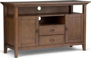 Redmond Solid Wood Tall TV Media Stand in Rustic Natural Aged Brown