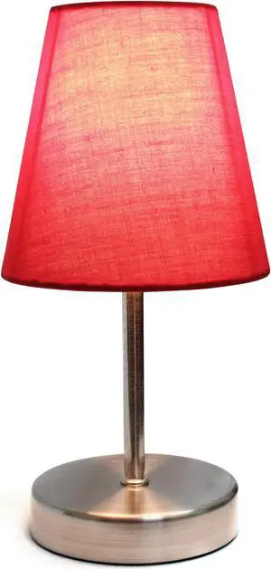 Simple Designs Sand Nickel Mini Basic Table Lamp with Fabric Shade