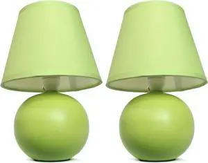 Simple Designs  Mini Ceramic Globe Table Lamp 2 Pack Set