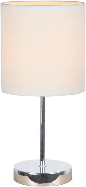 Simple Designs Chrome Mini Basic Table Lamp with Fabric Shade