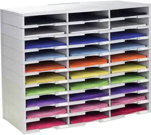 Storex 30-Compartment Literature Organizer, Gray