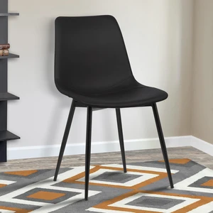 Armen Living Monte Contemporary Dining Chair in Black Faux Leather with Black Powder Coated Metal Legs Armen Living Monte Contemporary Dining Chair in Black Faux Leather with Black Powder Coated Metal Legs