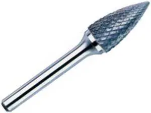 Drill America DUL Series Solid Carbide Bur, Double Cut, SG1 Tree - Pointed End, 1/4" Shank, 1/4" Head Diameter, 5/8" Cutting Length (Pack of 1)