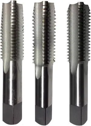 Drill America T/A Series High-Speed Steel Hand Threading Tap Set, Uncoated (Bright) Finish, Round with Square End Shank, 1/4"-28 Size (Pack of 1)
