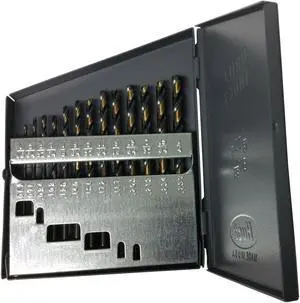 Drill America KFD13ML-SET Mechanics Length KFD Drill Bit Set in Metal Case, 1/16-1/4 x 64ths