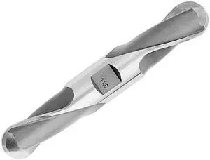 Drill America DWC Series High-Speed Steel End Mill, Polished Finish, 2 Flute, Ball End, 3/8" Cutting Length, 1/8" Cutting Diameter, 3/8" Shank (Pack of 1)