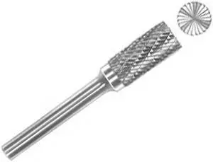 Drill America DUL Series Solid Carbide Bur, Double Cut, SB2A Cylindrical - End Cut, 1/4" Shank, 5/16" Head Diameter, 1" Cutting Length (Pack of 1)