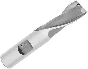 Drill America DWC Series High-Speed Steel End Mill, Polished Finish, 2 Flute, Square End, 1-1/8" Cutting Length, 14mm Cutting Diameter, 3-1/8" Length, 1/2" Shank (Pack of 1)