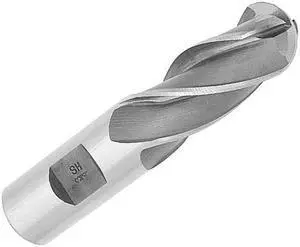 Drill America DWCF Series High-Speed Steel End Mill, Polished Finish, 4 Flute, Ball End, 3/4" Cutting Length, 3/8" Cutting Diameter, 2-9/16" Length, 3/8" Shank (Pack of 1)