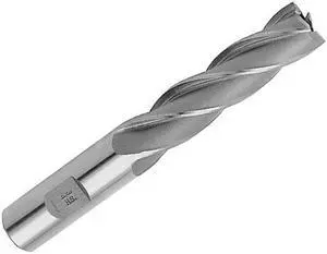 Drill America DWCF Series High-Speed Steel End Mill, Polished Finish, 4 Flute, Square End, 4" Cutting Length, 3/4" Cutting Diameter, 6-1/4" Length, 3/4" Shank (Pack of 1)
