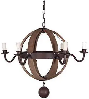 Woodmere Wood and metal sphere chandelier