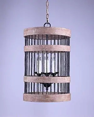 TXUSA Corporation Wood and metal cylinder chandelier