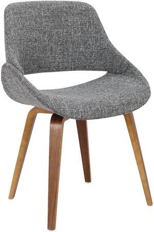 Fabrico Mid-Century Modern Dining/Accent Chair in Walnut and Grey Noise Fabric by LumiSource - Set of 2