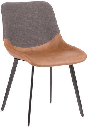Outlaw Industrial Two-Tone Chair in Brown Faux Leather and Grey Fabric by LumiSource - Set of 2