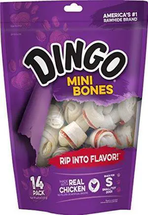 Dingo Mini Bones, Rawhide for Small/Toy Dogs, 14-Count